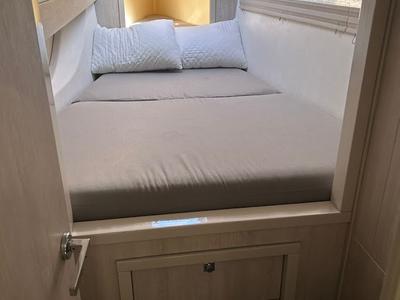 Cabin on Aquaholic, a Leopard 434 PC catamaran at Kontokali, Greece