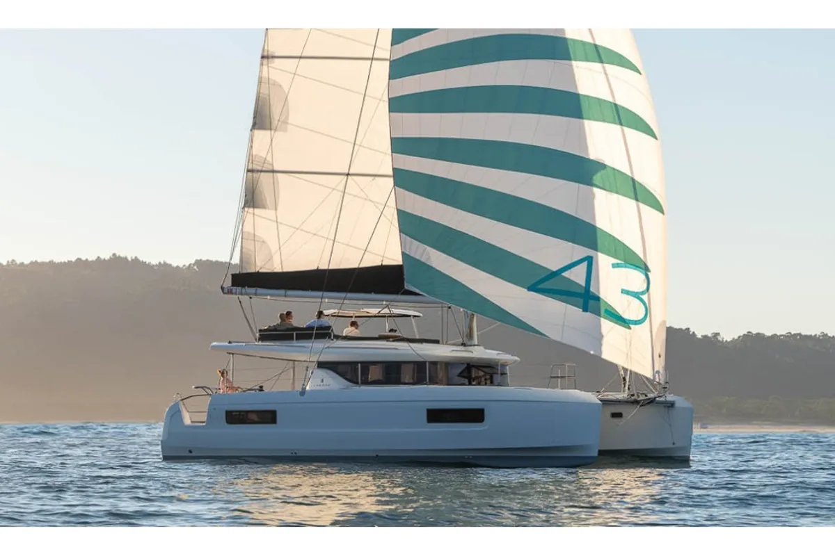 Exterior view of Brand New, a Lagoon 43 catamaran at Općina Sukošan, Croatia