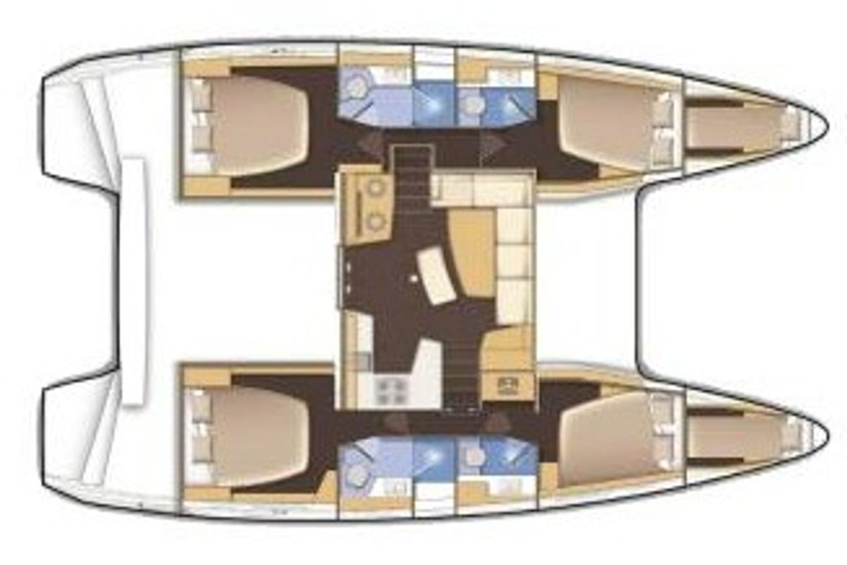 Floor plan of Ocean Star, a Lagoon 42 catamaran at Primošten, Croatia