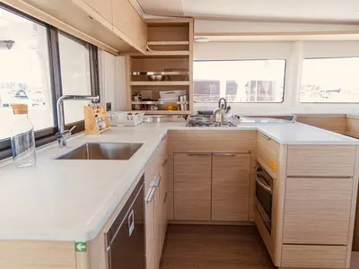 Galley of Cari, a Lagoon 46 catamaran at Seychelles, Mahe, Seychelles