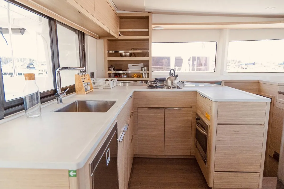 Galley of Cari, a Lagoon 46 catamaran at Seychelles, Mahe, Seychelles