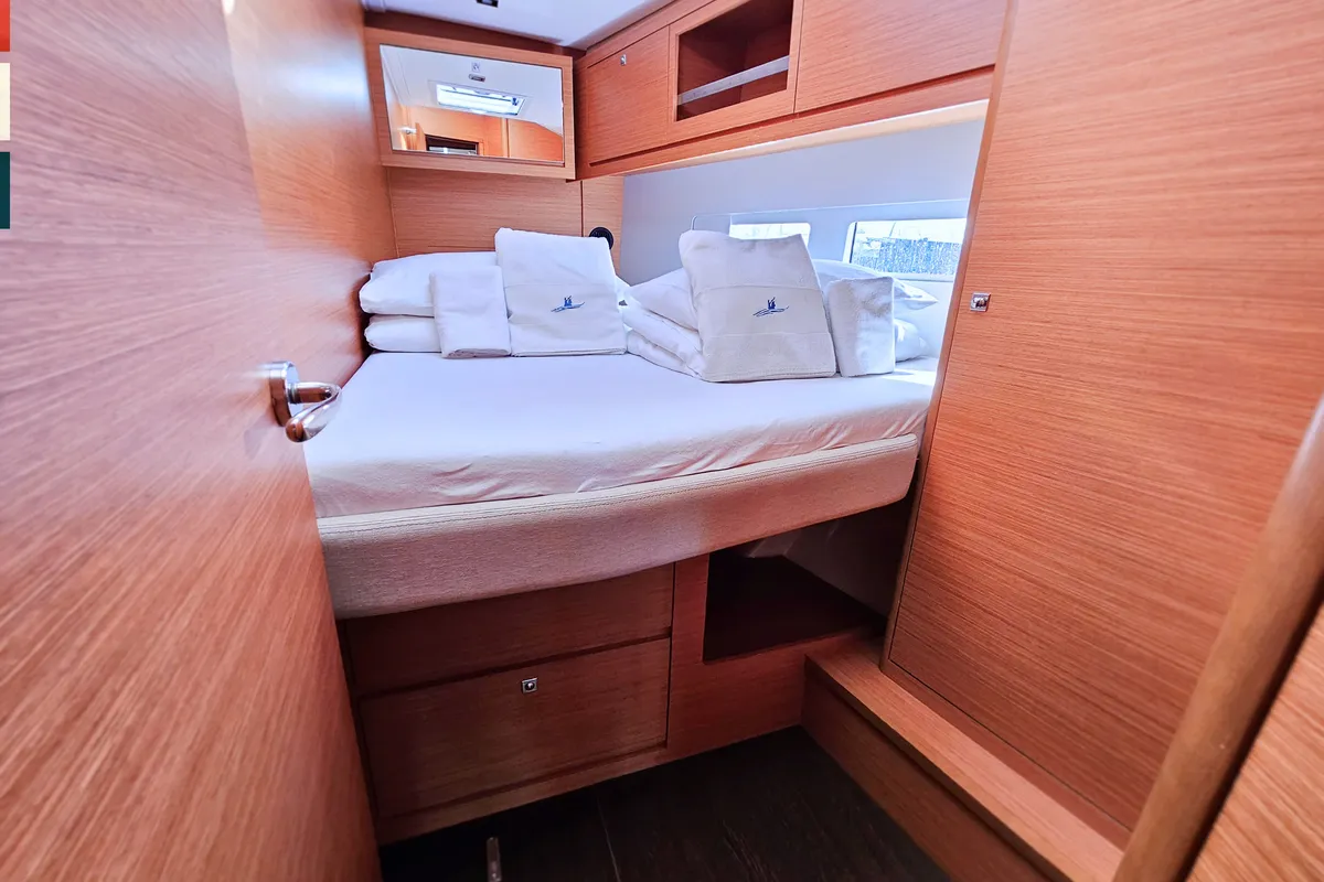 Cabin on Rondo, a Dufour 530 sailboat at Grad Kaštela, Croatia