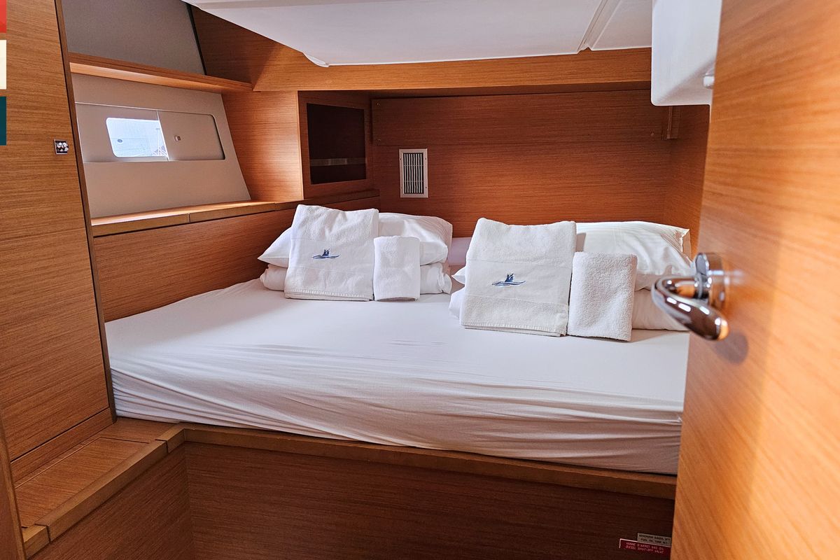 Cabin on Rondo, a Dufour 530 sailboat at Grad Kaštela, Croatia