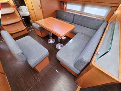 Salon of Rondo, a Dufour 530 sailboat at Grad Kaštela, Croatia