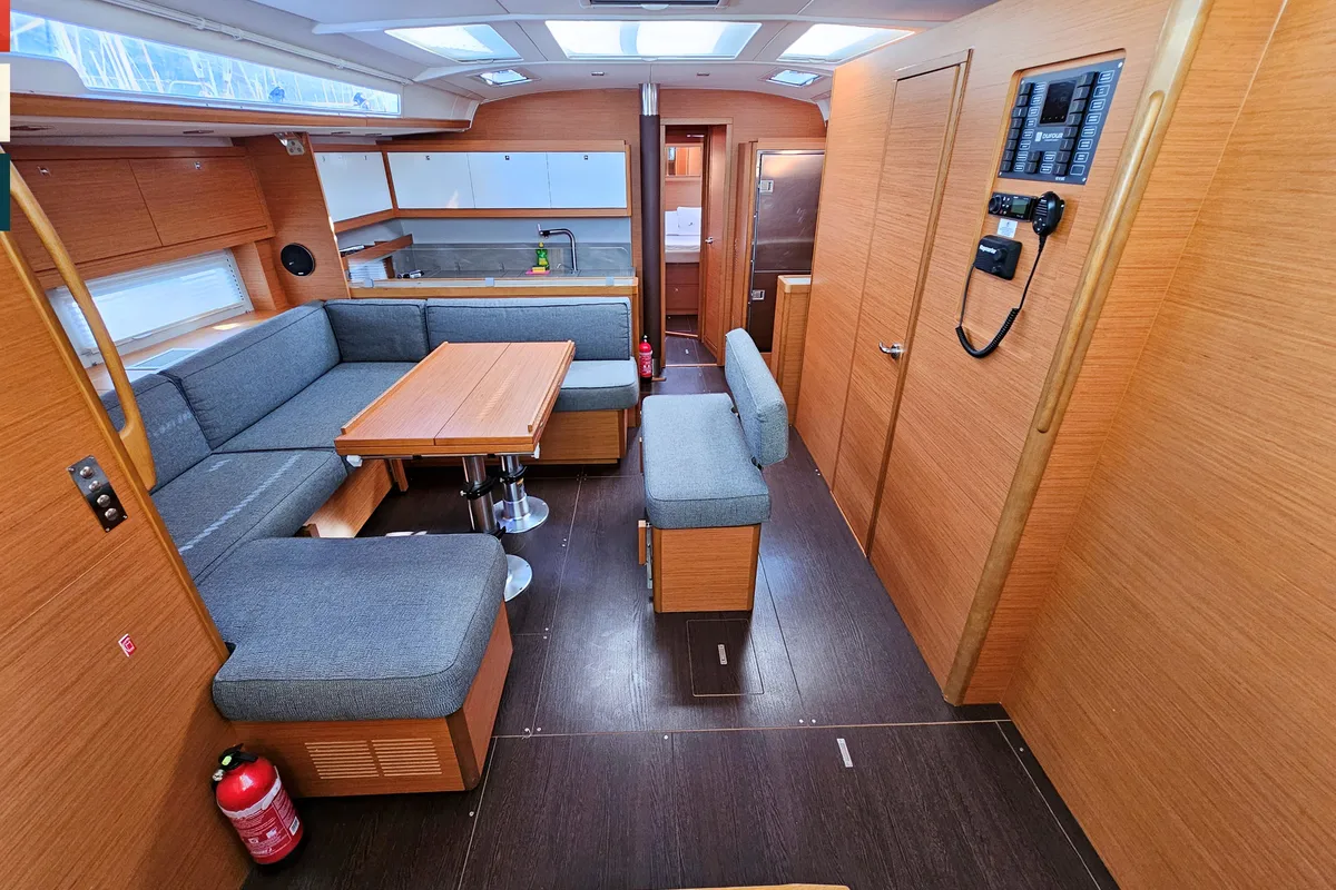 Salon of Rondo, a Dufour 530 sailboat at Grad Kaštela, Croatia
