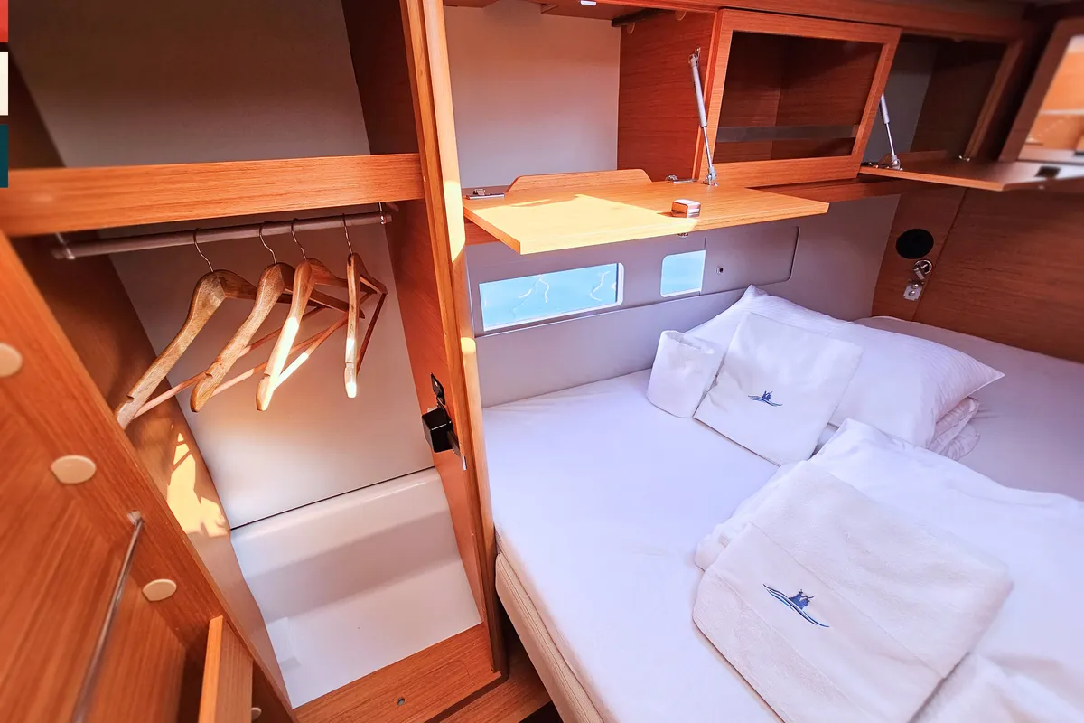 Cabin on Rondo, a Dufour 530 sailboat at Grad Kaštela, Croatia