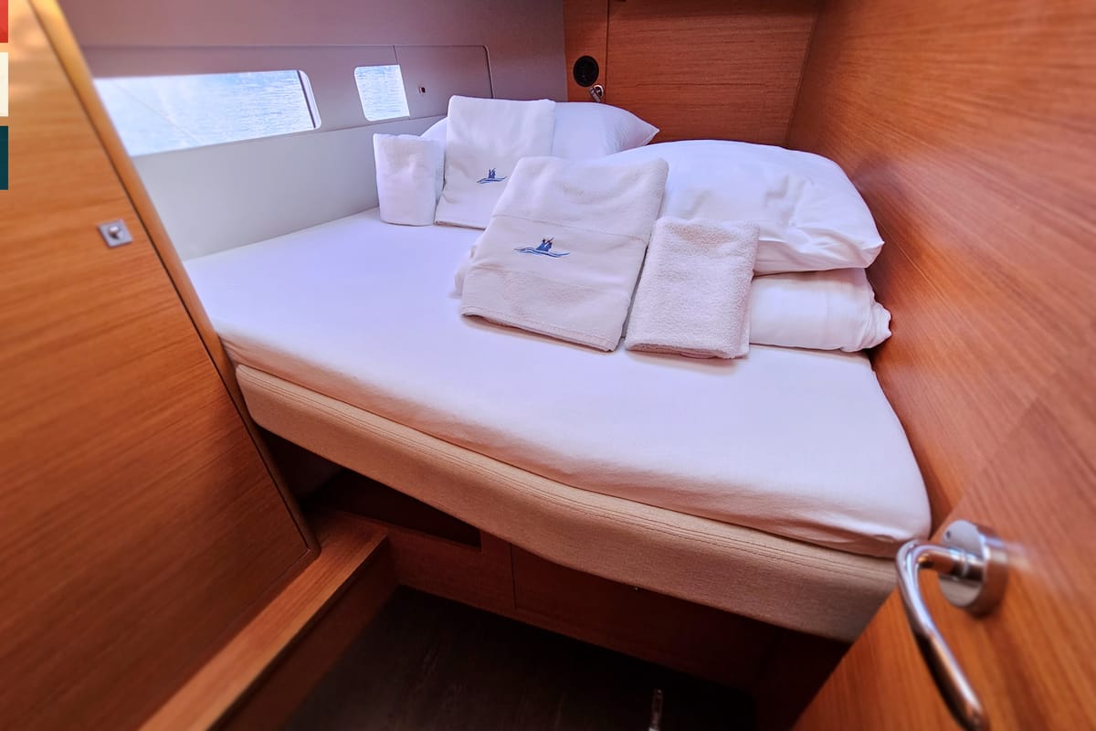 Cabin on Rondo, a Dufour 530 sailboat at Grad Kaštela, Croatia