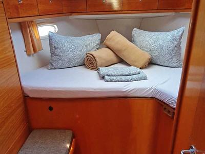 Cabin on Led Zeppelin, a Bavaria 50 Cruiser sailboat at Općina Bilice, Croatia