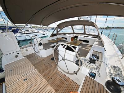 Cockpit of Big Blue, a Bavaria C50 sailboat at Općina Sukošan, Croatia
