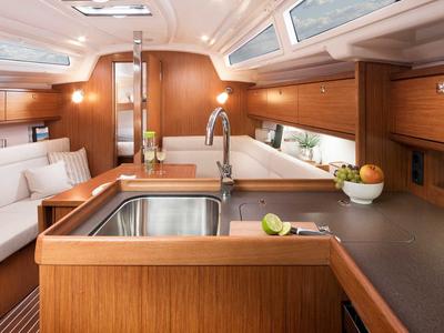 Galley of Joker, a Bavaria 34 Cruiser sailboat at Izola / Isola, Slovenia