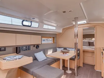 Salon of Oceanis 38 Classic, a Beneteau Oceanis 38 sailboat at Cannigione, Italy