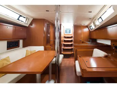 Salon of Katalina, a Beneteau Oceanis 41 sailboat at es Jonquet, Spain