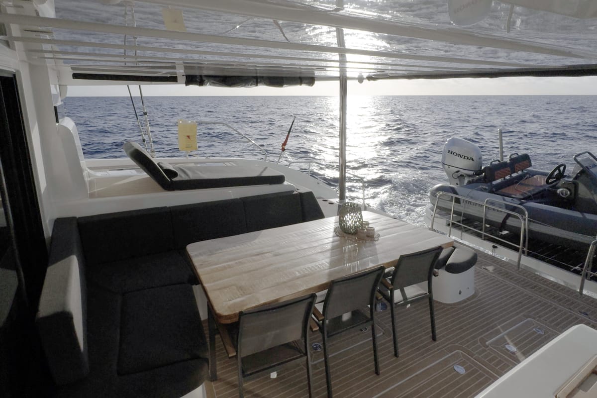 Deck of TriWing Carida, a Lagoon 55 catamaran at Grad Kaštela, Croatia