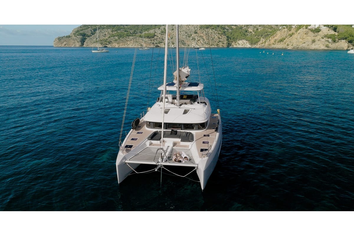 Exterior view of TriWing Carida, a Lagoon 55 catamaran at Grad Kaštela, Croatia