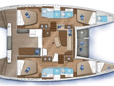 Floor plan of Pazzona II, a Lagoon 42 catamaran at Seychelles, Eden Island Marina, Seychelles