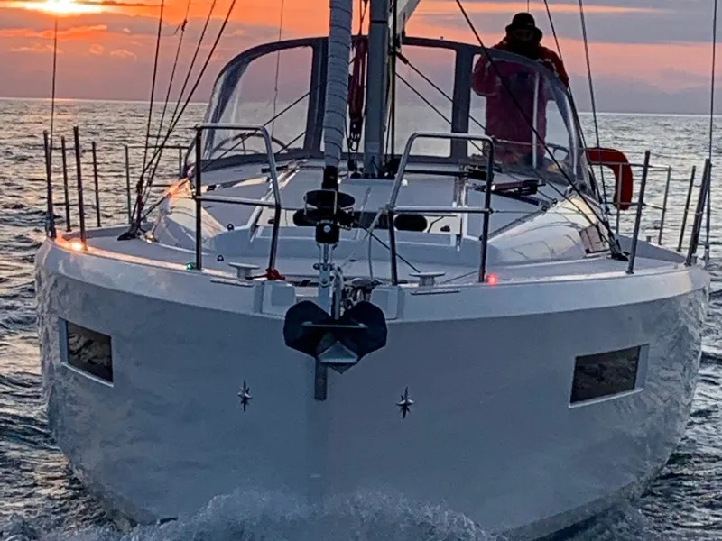 Exterior view of Celine, a Jeanneau Sun Odyssey 440 sailboat at Gouvia, Greece