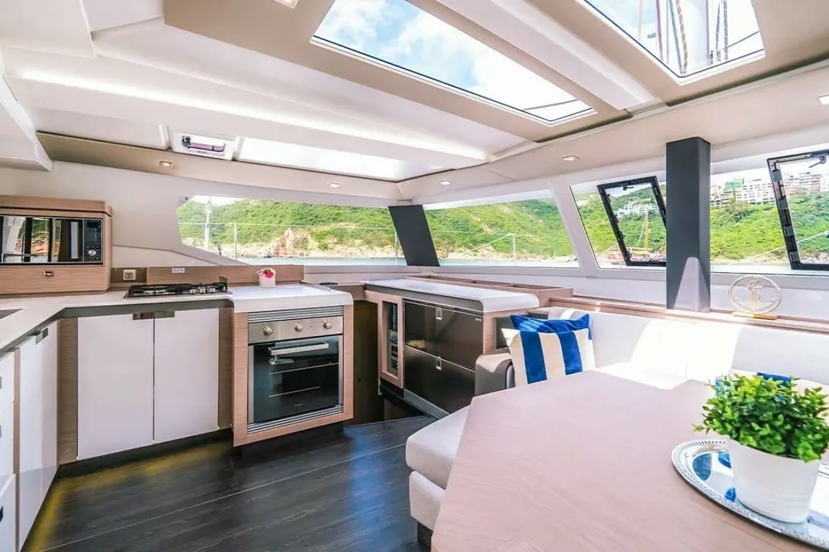 Premium +, a Fountaine Pajot Tanna 47 catamaran at Ribishi, Saint Vincent and the Grenadines
