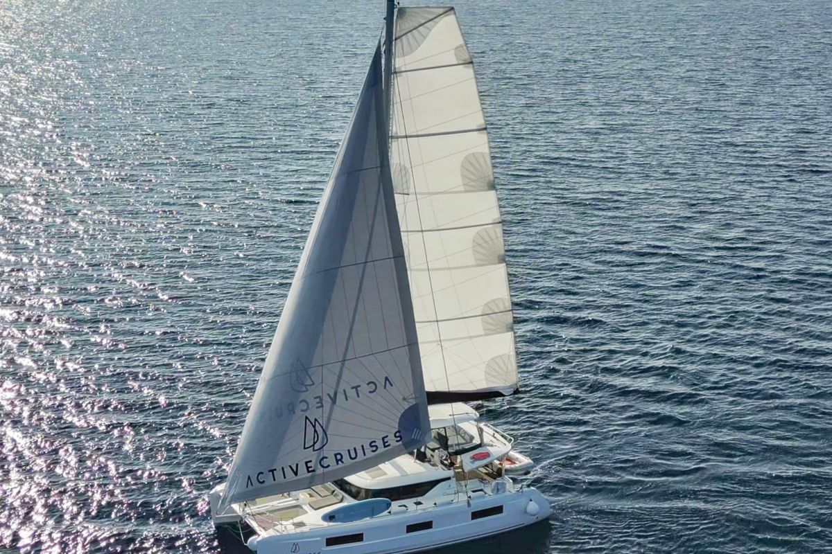 Exterior view of Active Cruises, a Lagoon 46 catamaran at Seget Donji, Croatia