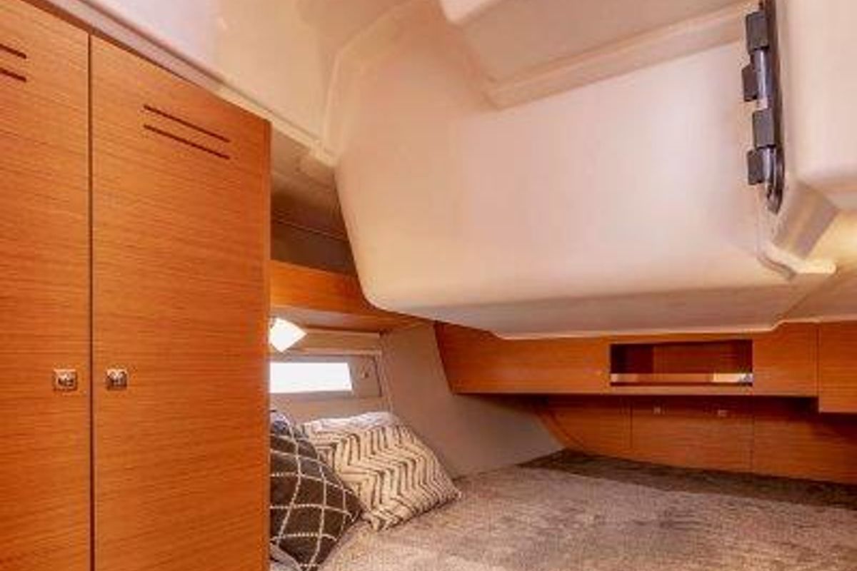 Cabin on Mitoalla, a Dufour 390 sailboat at es Jonquet, Spain
