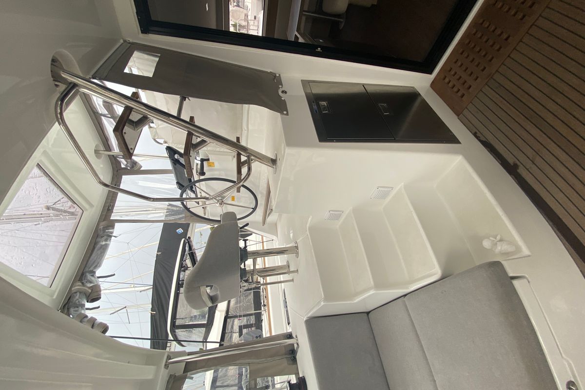 Cockpit of Brunhilde, a Lagoon 42 catamaran at Grad Trogir, Croatia