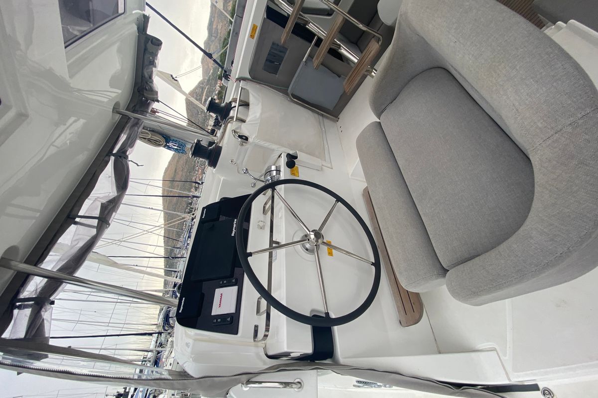 Cockpit of Brunhilde, a Lagoon 42 catamaran at Grad Trogir, Croatia