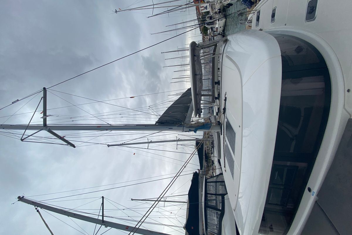 Exterior view of Brunhilde, a Lagoon 42 catamaran at Grad Trogir, Croatia