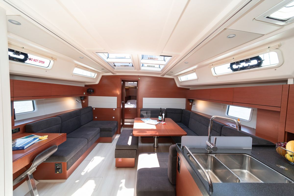 Salon of Kiveli, a Hanse Yachts Hanse 458 sailboat at Gouvia, Greece
