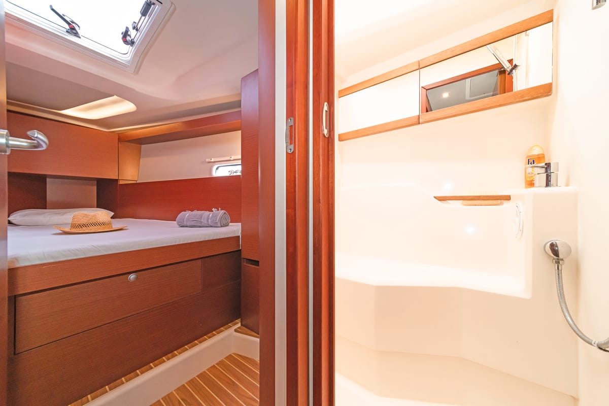 Head on Kiveli, a Hanse Yachts Hanse 458 sailboat at Gouvia, Greece