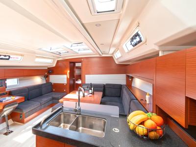 Salon of Kiveli, a Hanse Yachts Hanse 458 sailboat at Gouvia, Greece