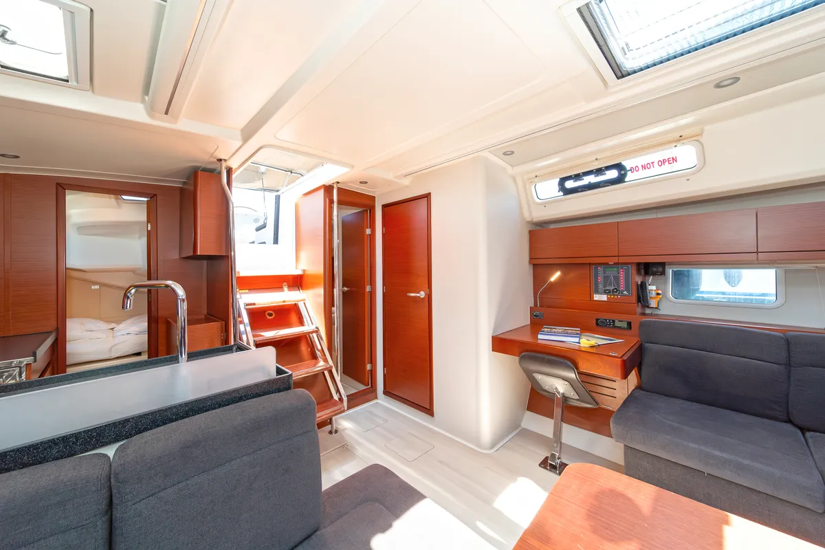 Salon of Kiveli, a Hanse Yachts Hanse 458 sailboat at Gouvia, Greece