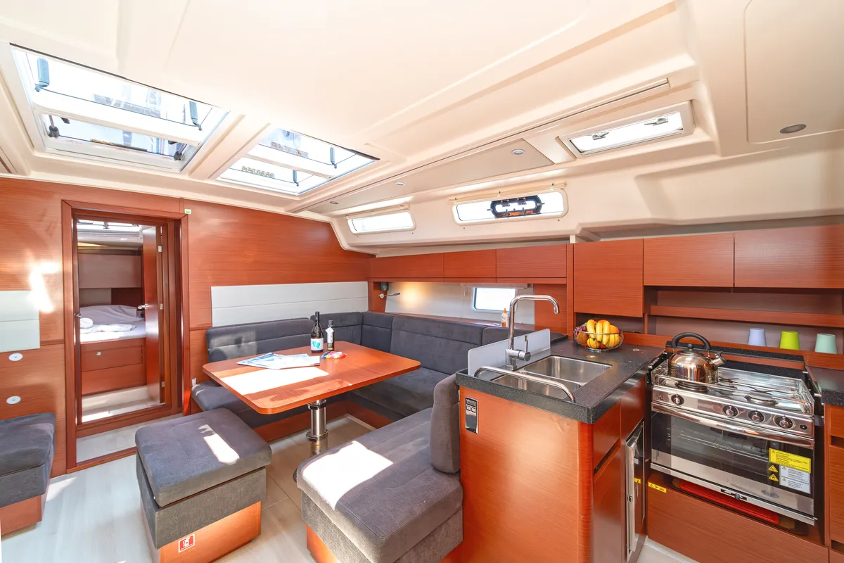 Salon of Kiveli, a Hanse Yachts Hanse 458 sailboat at Gouvia, Greece