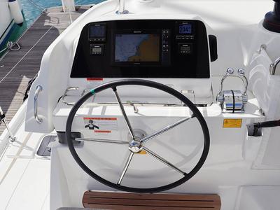Cockpit of Lorelei, a Lagoon 42 catamaran at Road Town, British Virgin Islands