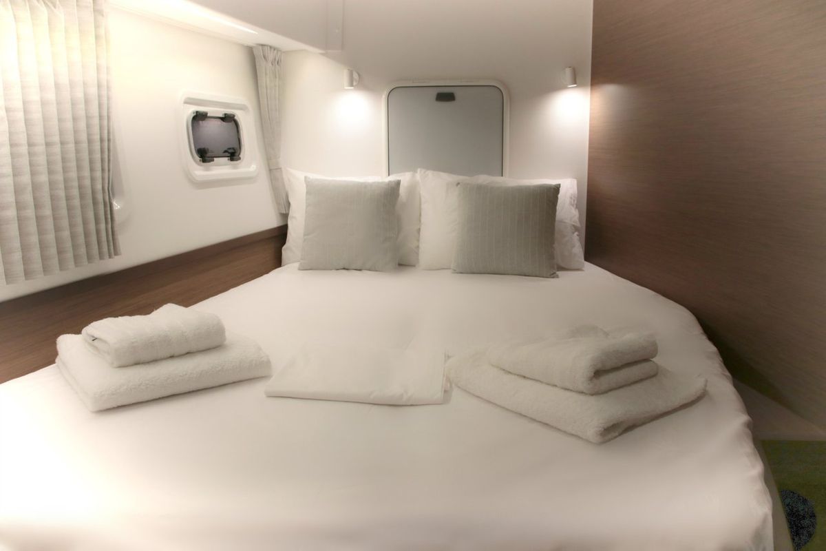 Cabin on Antel, a Lagoon 42 catamaran at Athens, Greece