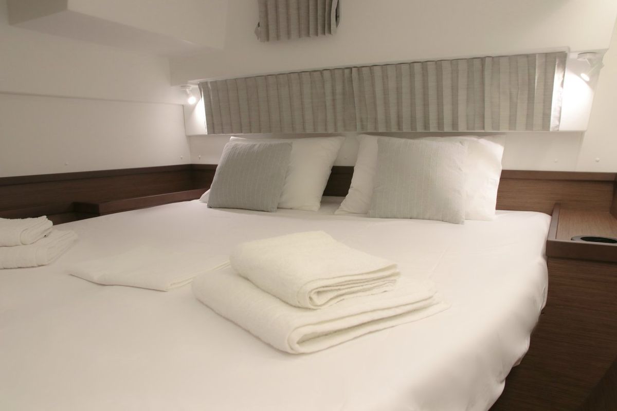 Cabin on Antel, a Lagoon 42 catamaran at Athens, Greece