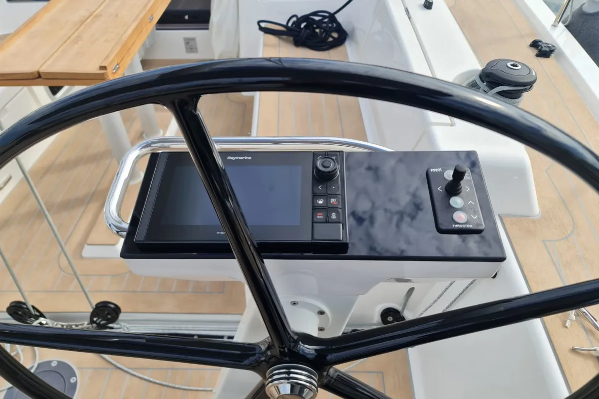 Cockpit of Calliope, a X-Yachts X4³ sailboat at Lavreotiki Municipal Unit, Greece