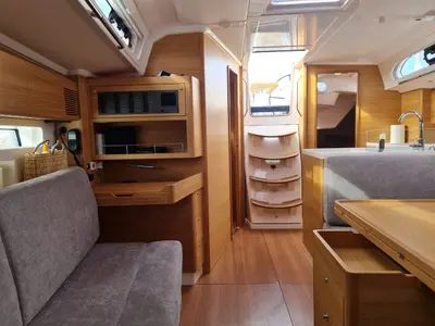 Salon of Calliope, a X-Yachts X4³ sailboat at Lavreotiki Municipal Unit, Greece