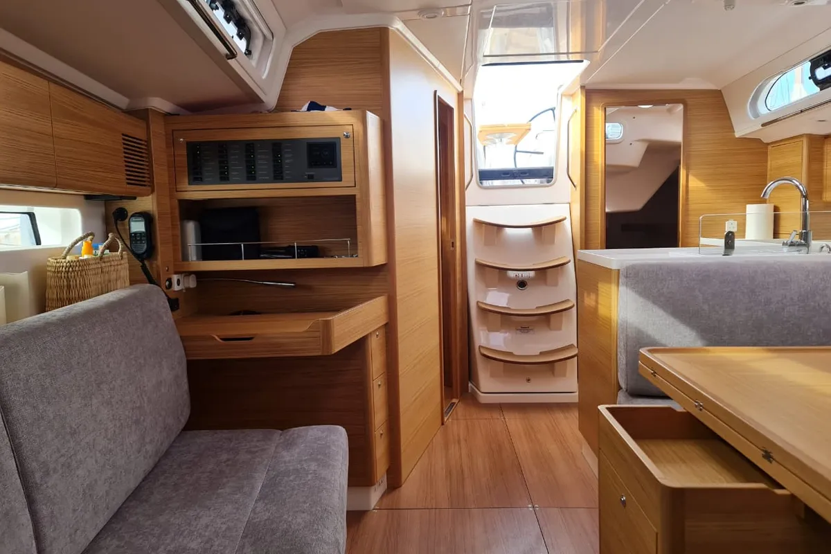 Salon of Calliope, a X-Yachts X4³ sailboat at Lavreotiki Municipal Unit, Greece
