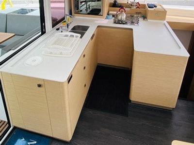 Galley of Sirius 1, a Fountaine Pajot Astréa 42 catamaran at Marmaris, Turkey