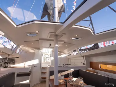 Salon of Kairos, a RM Yachts RM 1080 sailboat at La Trinité-sur-Mer, France