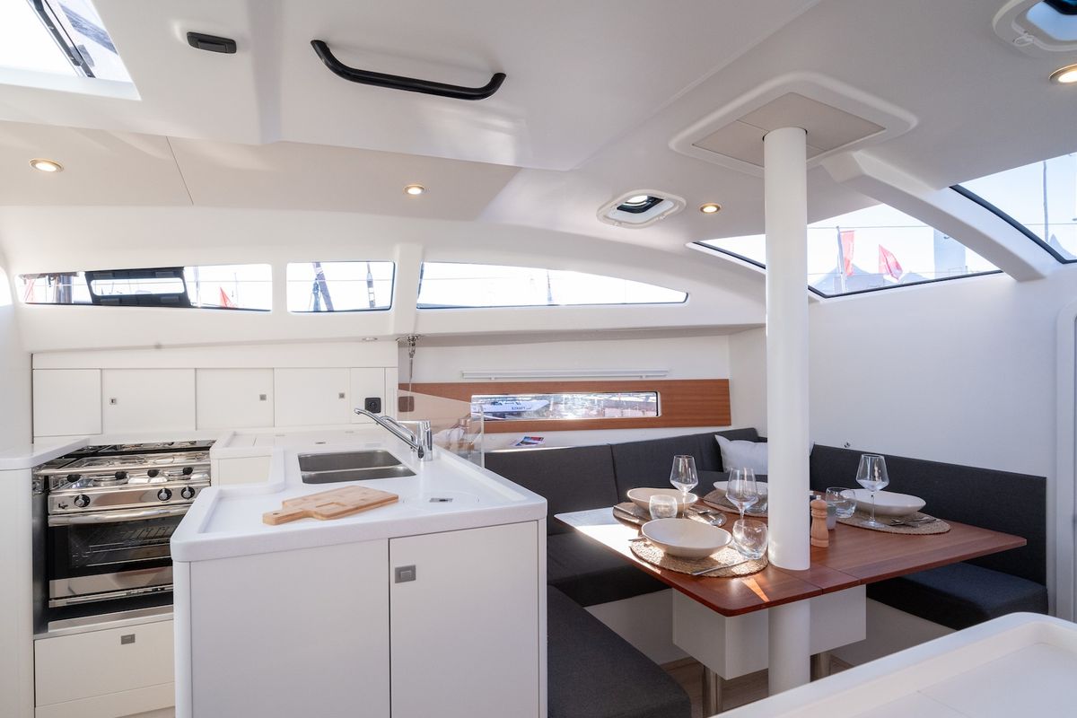 Galley of Kairos, a RM Yachts RM 1080 sailboat at La Trinité-sur-Mer, France