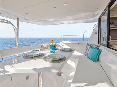 Deck of Moorings 433 PC Club, a Leopard 43 PC catamaran at Općina Marina, Croatia