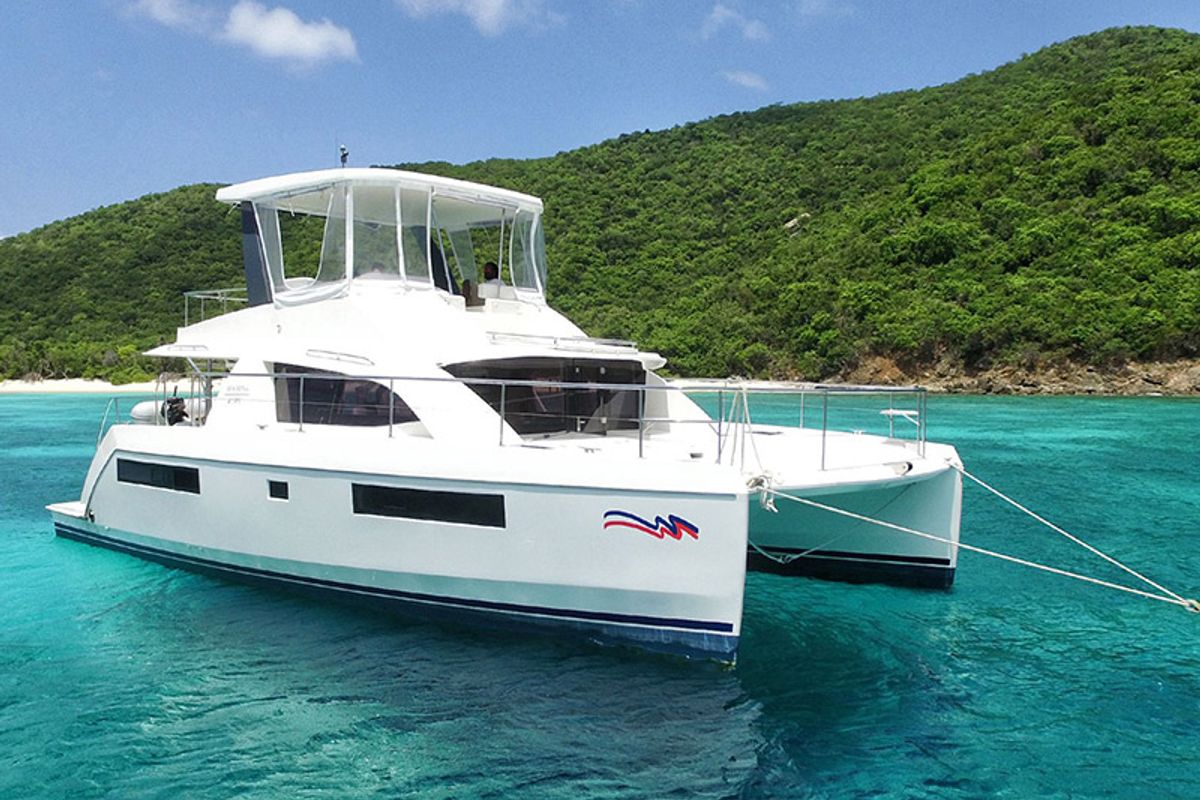 Exterior view of Moorings 433 PC Club, a Leopard 43 PC catamaran at Općina Marina, Croatia