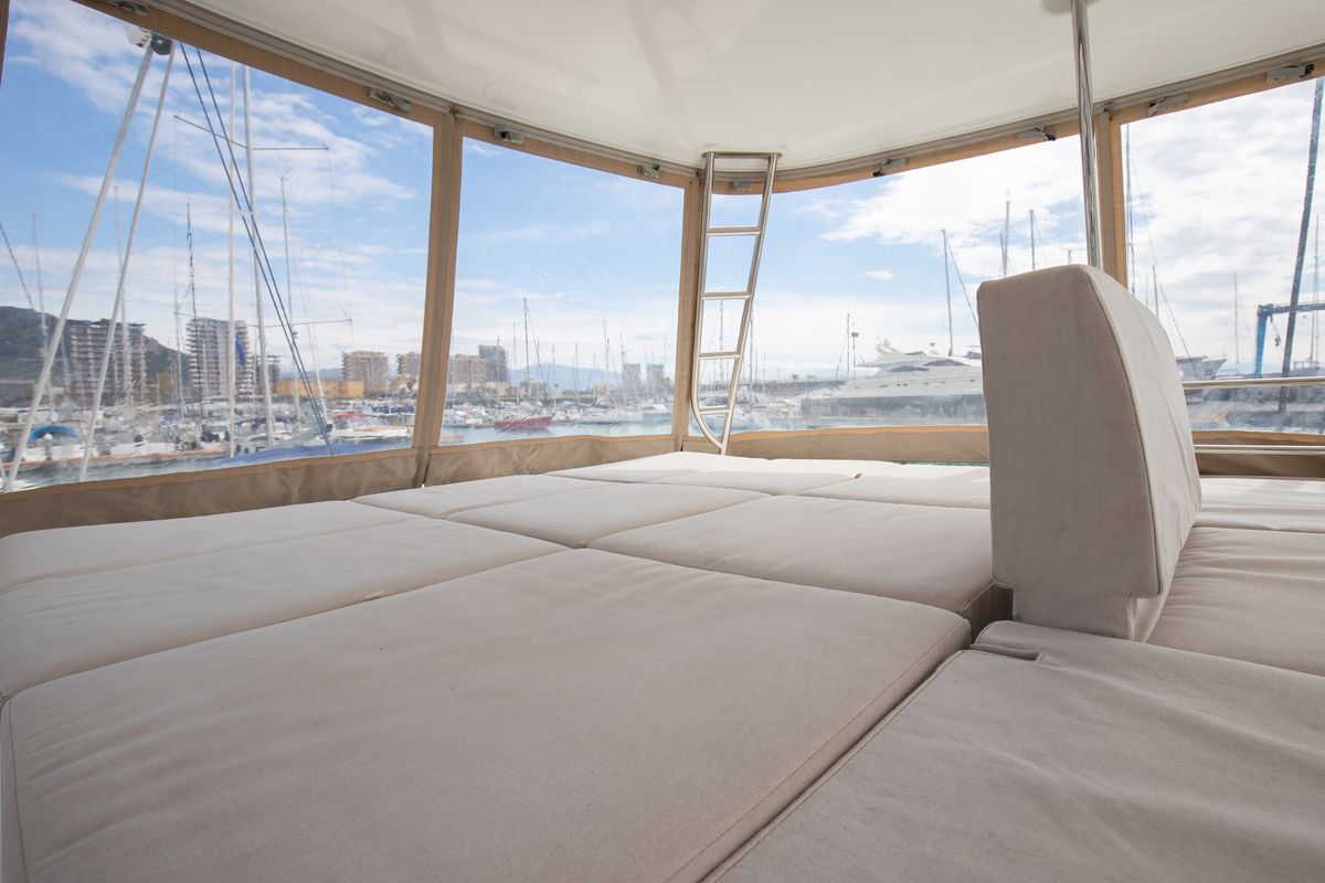 Deck of Finocchietto, a Lagoon 50 catamaran at Salerno, Italy