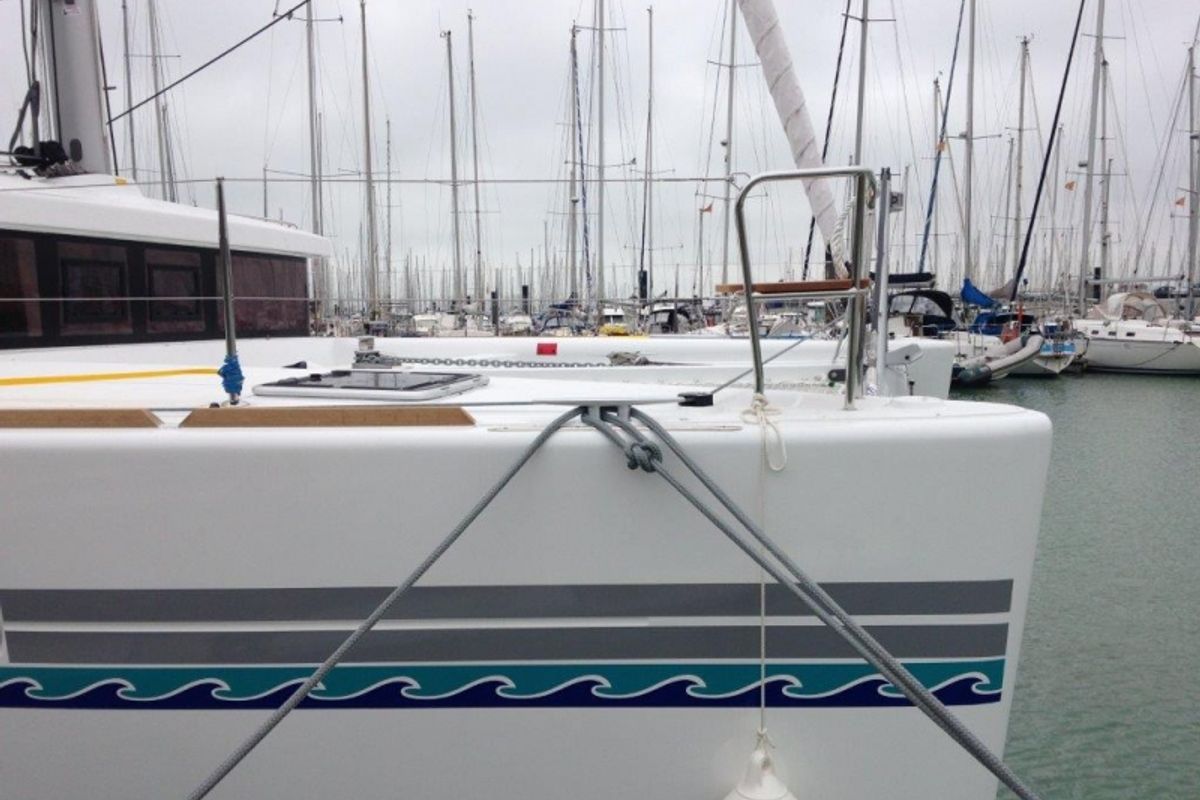 Exterior view of Toja, a Lagoon 450 Sport catamaran at Alameda, United States