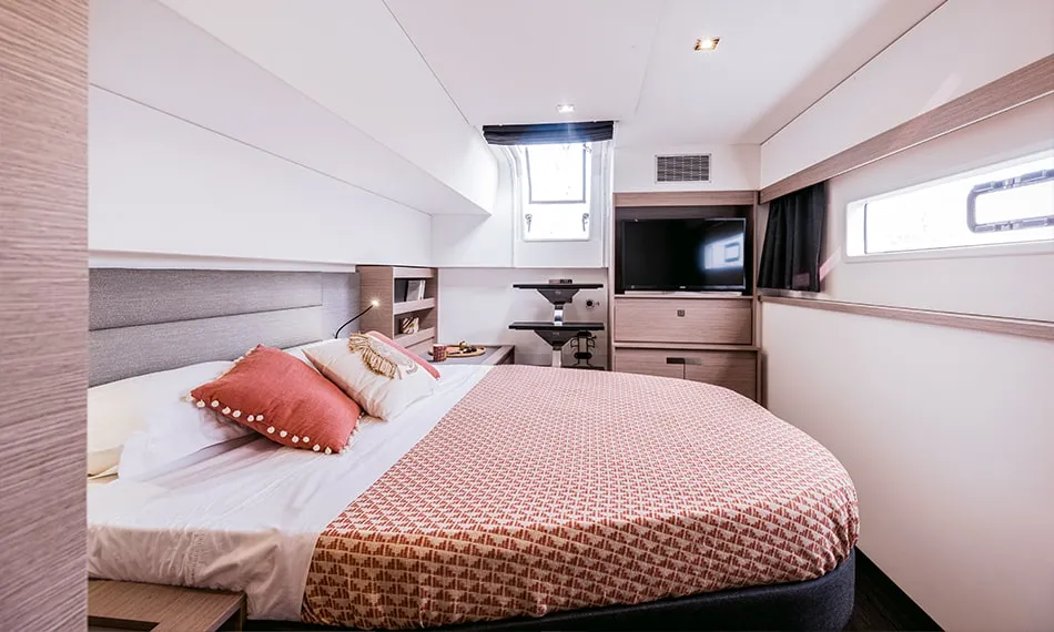 Cabin on ALTHEA, a Fountaine Pajot Aura 51 catamaran at Municipality of Kalamata, Greece