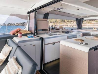 Galley of ALTHEA, a Fountaine Pajot Aura 51 catamaran at Municipality of Kalamata, Greece