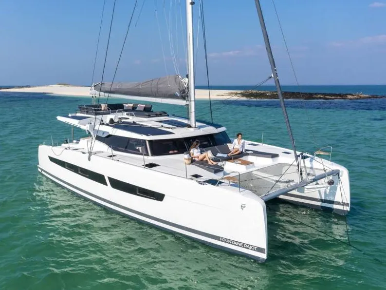 Exterior view of ALTHEA, a Fountaine Pajot Aura 51 catamaran at Municipality of Kalamata, Greece