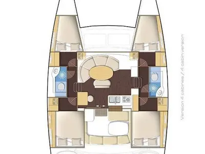 Salon of Pampero, a Lagoon 380 catamaran at Seychelles, Mahe, Seychelles