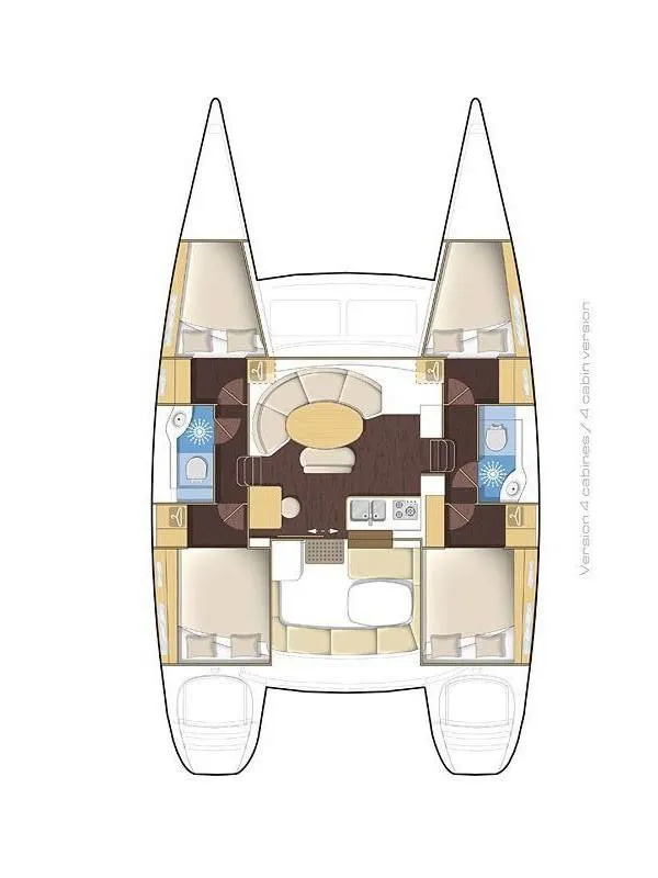 Salon of Pampero, a Lagoon 380 catamaran at Seychelles, Mahe, Seychelles