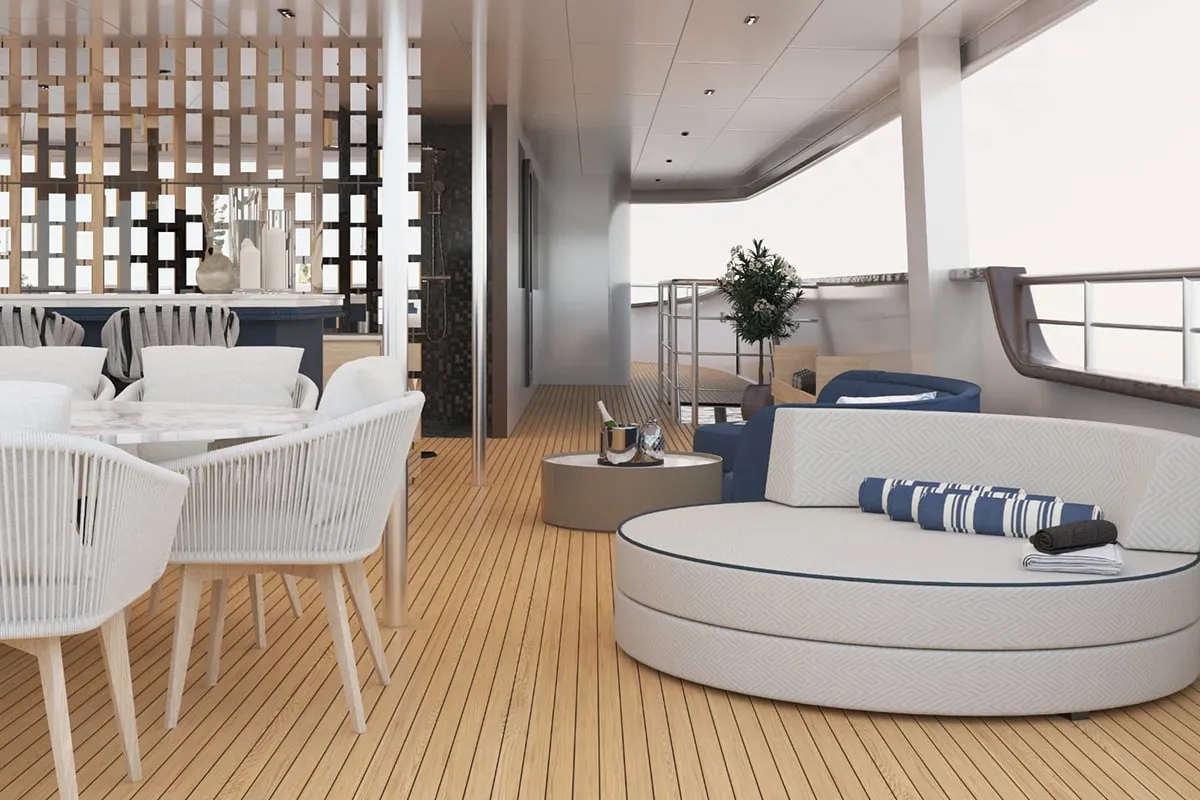 Deck of Alfa Mario, a Gulet Motoryacht yacht at Split, Croatia